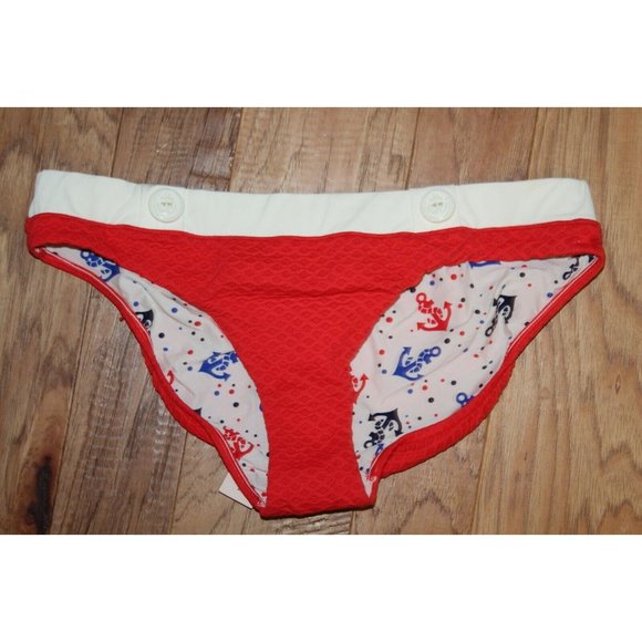 NWT $88 Nanette Lepore Marseilles Solids Charmer Bottom - Red sz.L - Picture 2 of 4